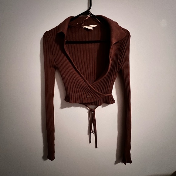 AÉROPOSTALE - Long sleeves cross-over shirt (Brown, size M) - Picture 2 of 6